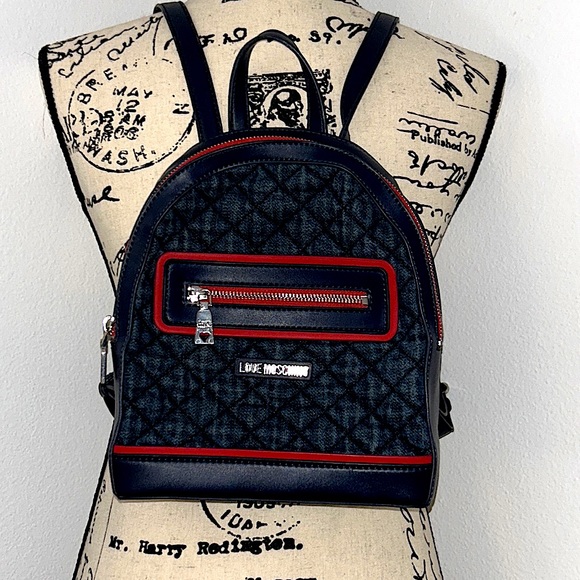 EUC Love ❤️ Moschino Denim & Blue Leather Backpack main image 7